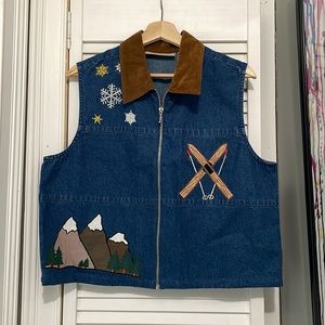 Vintage Denim Zip Up Vest